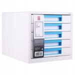 Biało-niebieski pojemnik z 5 szufladami