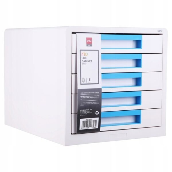 Biało-niebieski pojemnik z 5 szufladami