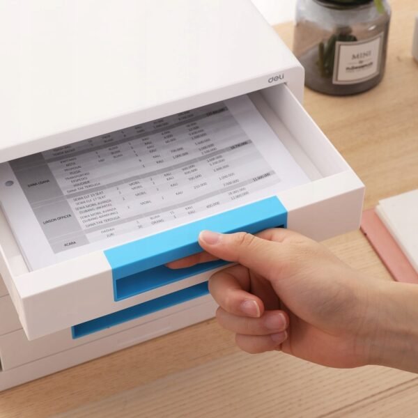 Biało-niebieski pojemnik z 5 szufladami - obrazek 4