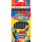 Kredki ołówkowe trójkątne czarne 12 kolorów