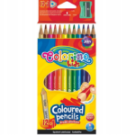 Kredki ołówkowe trójkątne + temperówka 12 kolorów