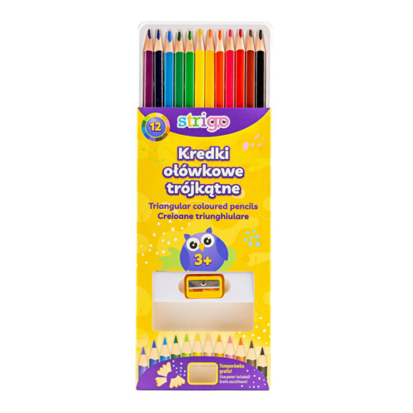 Kredki ołówkowe trójkątne 12 sztuk - obrazek 3