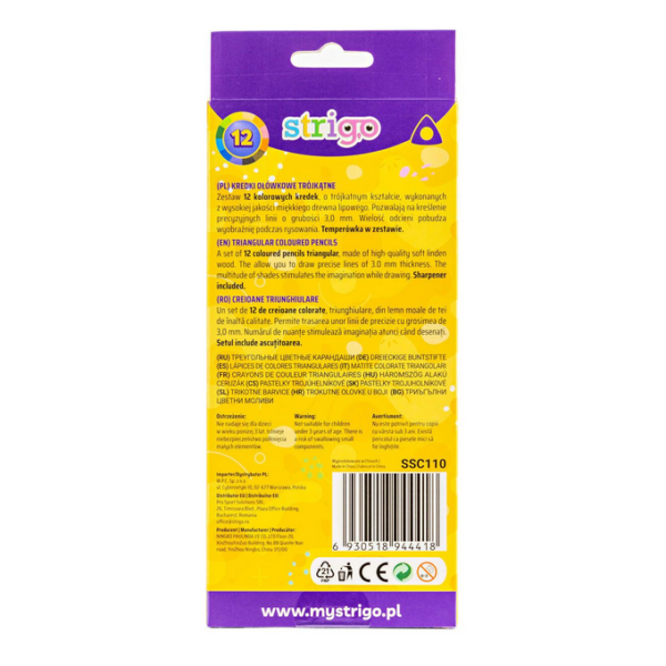 Kredki ołówkowe trójkątne 12 sztuk - obrazek 2