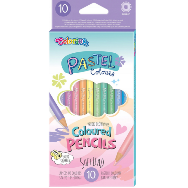 Kredki ołówkowe pastelowe 10 kolorów