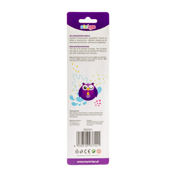 Pędzle drewniane 6 sztuk - obrazek 3