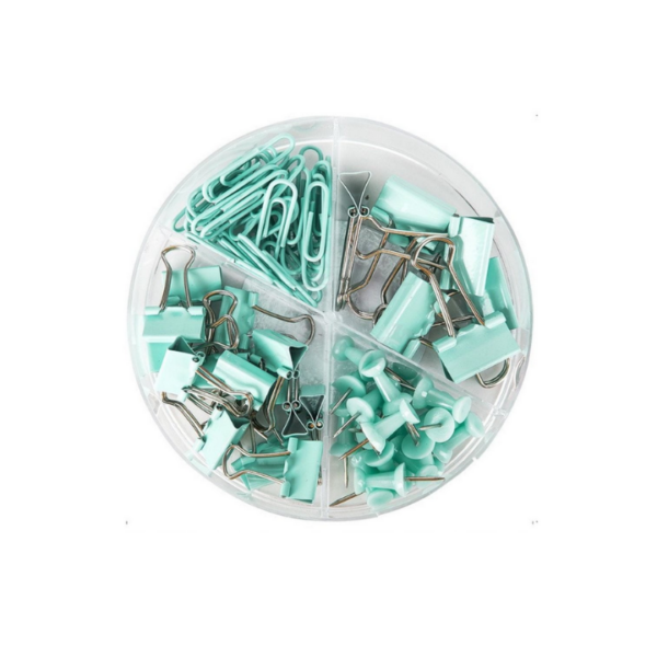 Zestaw biurowy klipsy, spinacze i pinezki