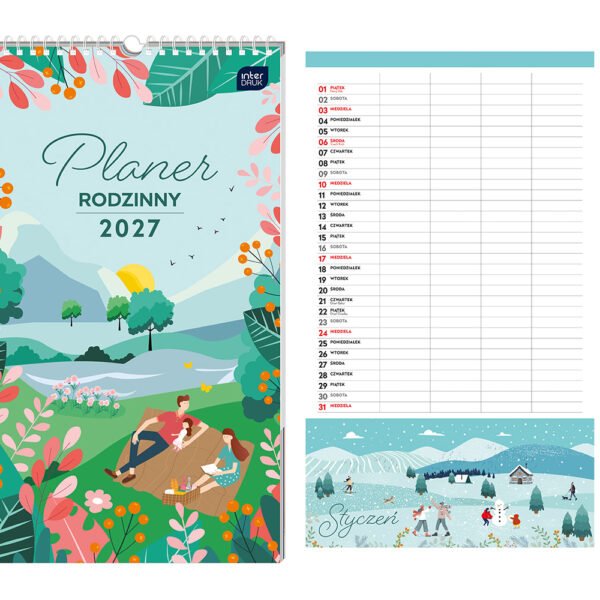 Kalendarz ścienny 2027 planner rodzinny 25x43 cm Razem 1/20