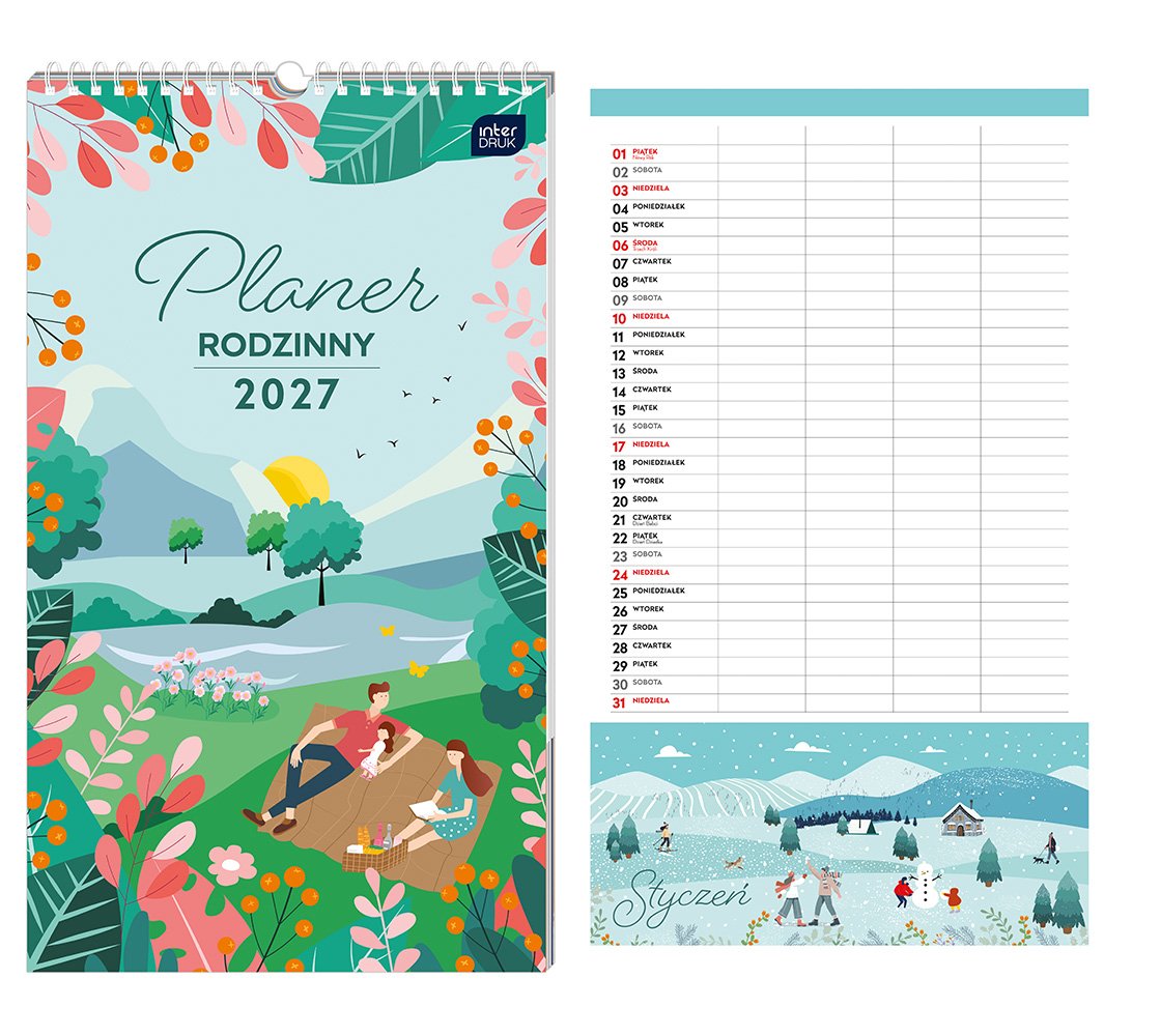 2261487 Kalendarz ścienny 2027 planner rodzinny 25x43 cm Razem 1/20 - obrazek 1