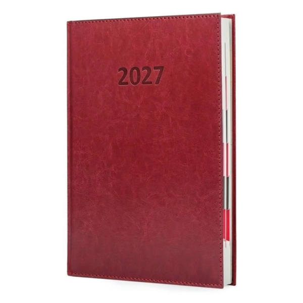 Kalendarz 2027 Agenda A4 Tygodniowy Bordo